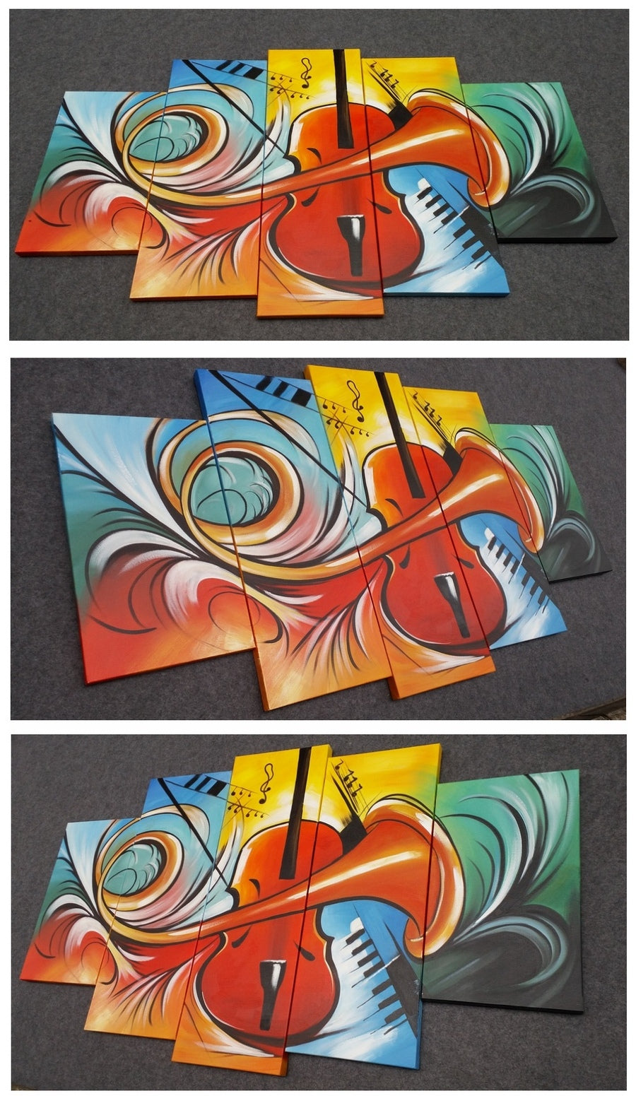 Violin Music Art, Canvas Art Painting, Abstract Painting, Wall Art, Acrylic Art, 5 Piece Wall Painting, Canvas Painting