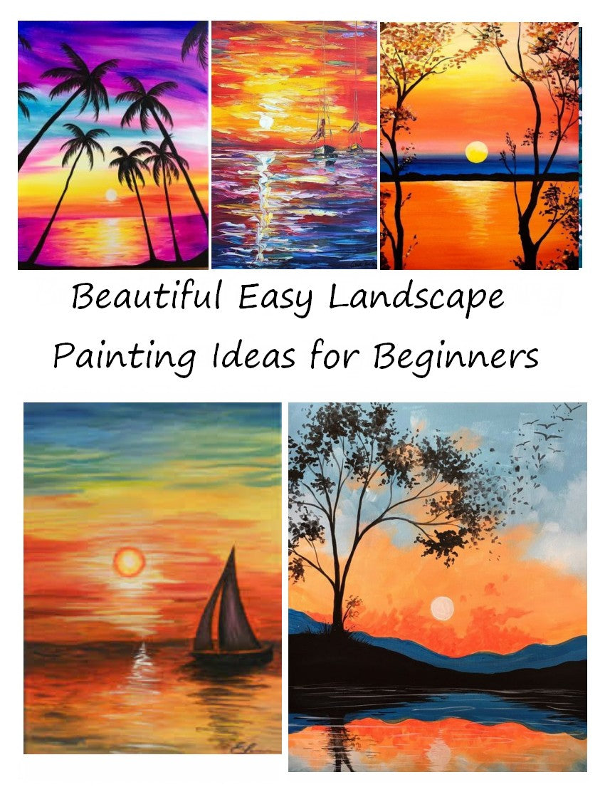 Beautiful Easy Landscape Paintings Ideas for Beginners, Seascape Paintings, Sunrise Paintings, Mountain Landscape Paintings