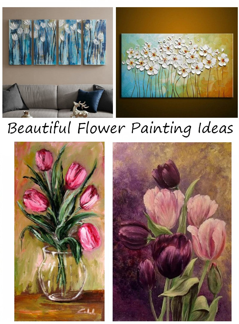 Easy Flower Paintings, Modern Wall Art Paintings, Acrylic Flower Paintings, Abstract Flower Paintings, 3 Piece Wall Art