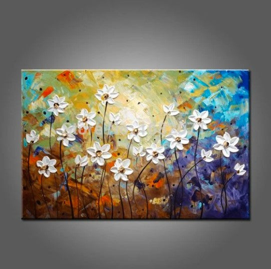 Flower Texture Paintings, Daisy Flower Painting, Acrylic Texture Painting, Simple Flower Paintings, Palette Knife Paintings