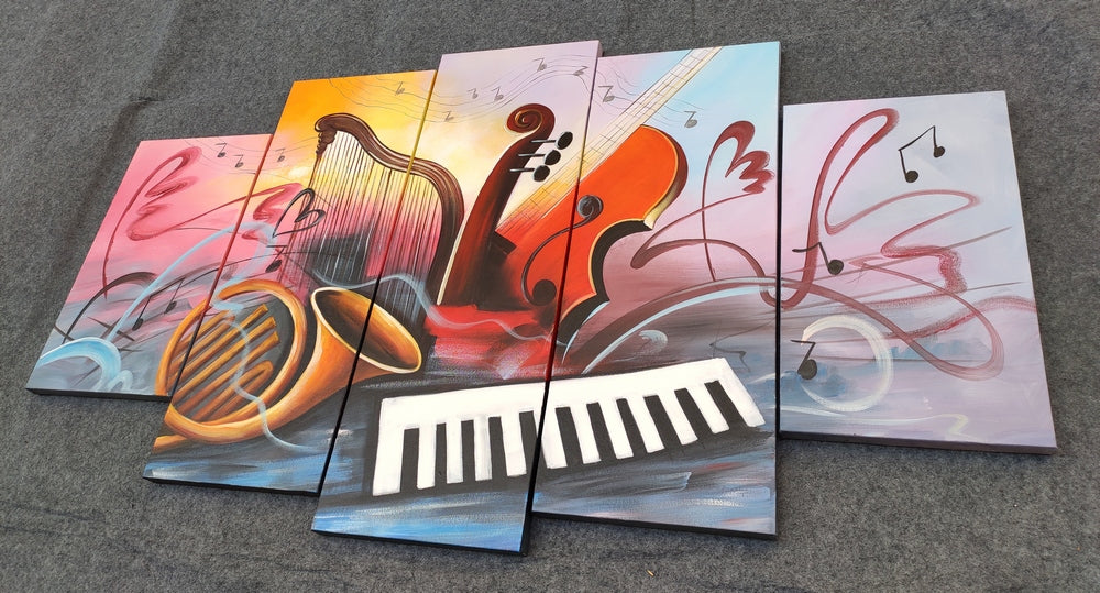Music Painting, Large Paintings for Living Room, Acrylic Large Paintings, Large Group Art, Hand Painted Canvas Painting