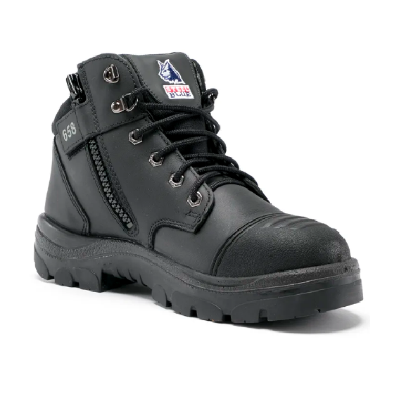 steel blue parkes zip scuff cap safety boot