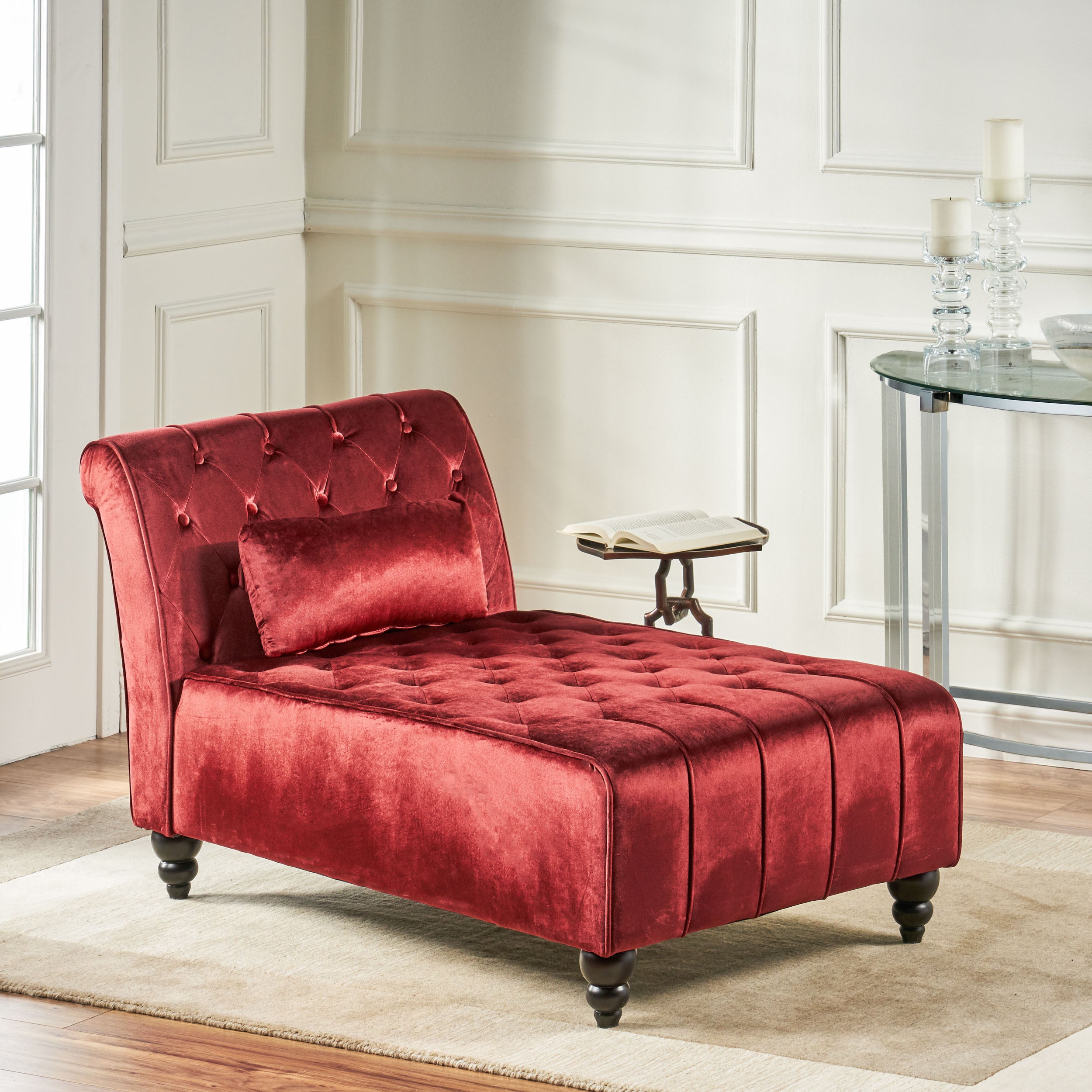 gdf studio rafaela tufted new velvet chaise lounge