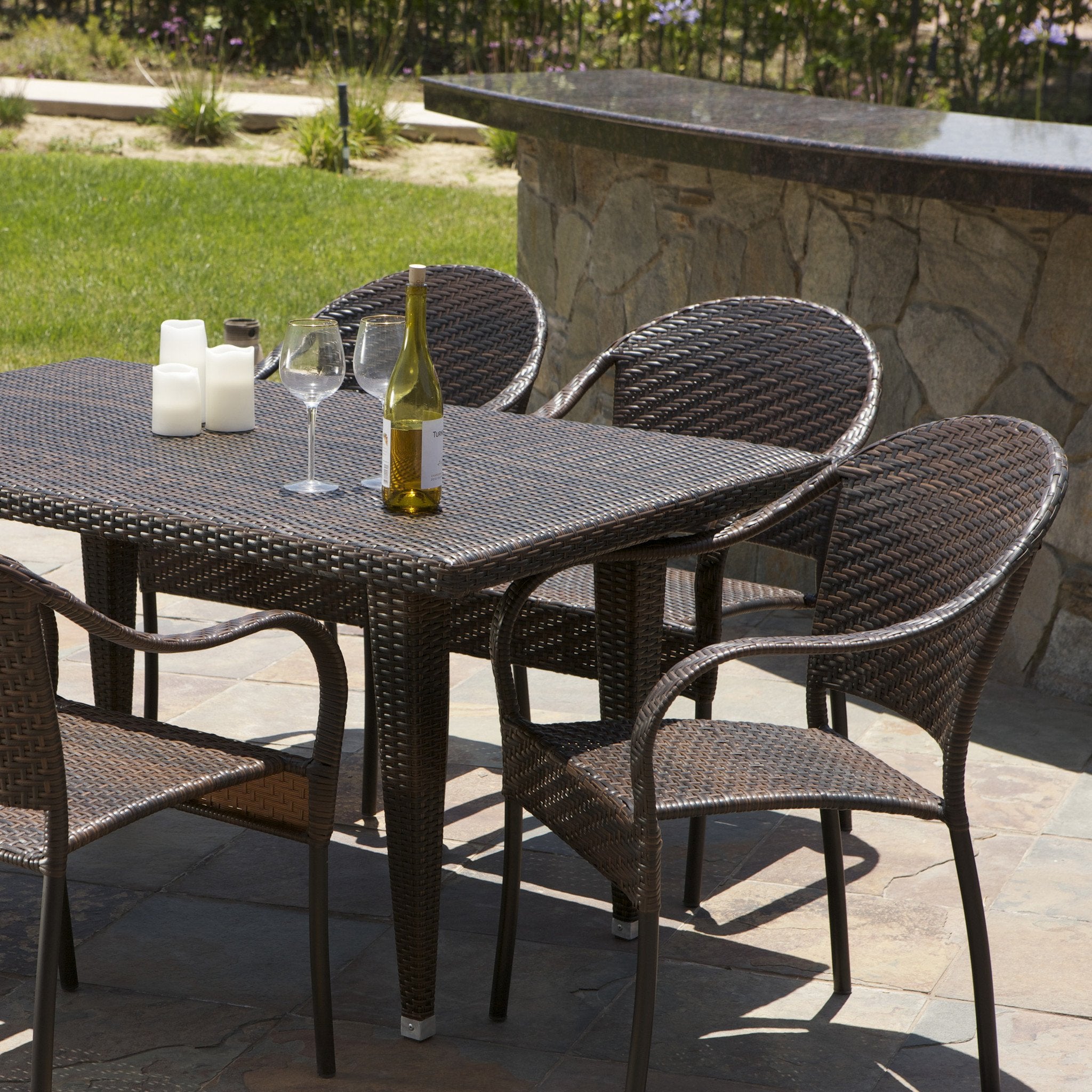 Livingston 7 Piece Wicker Outdoor Dining Set | Great Deal Furniture