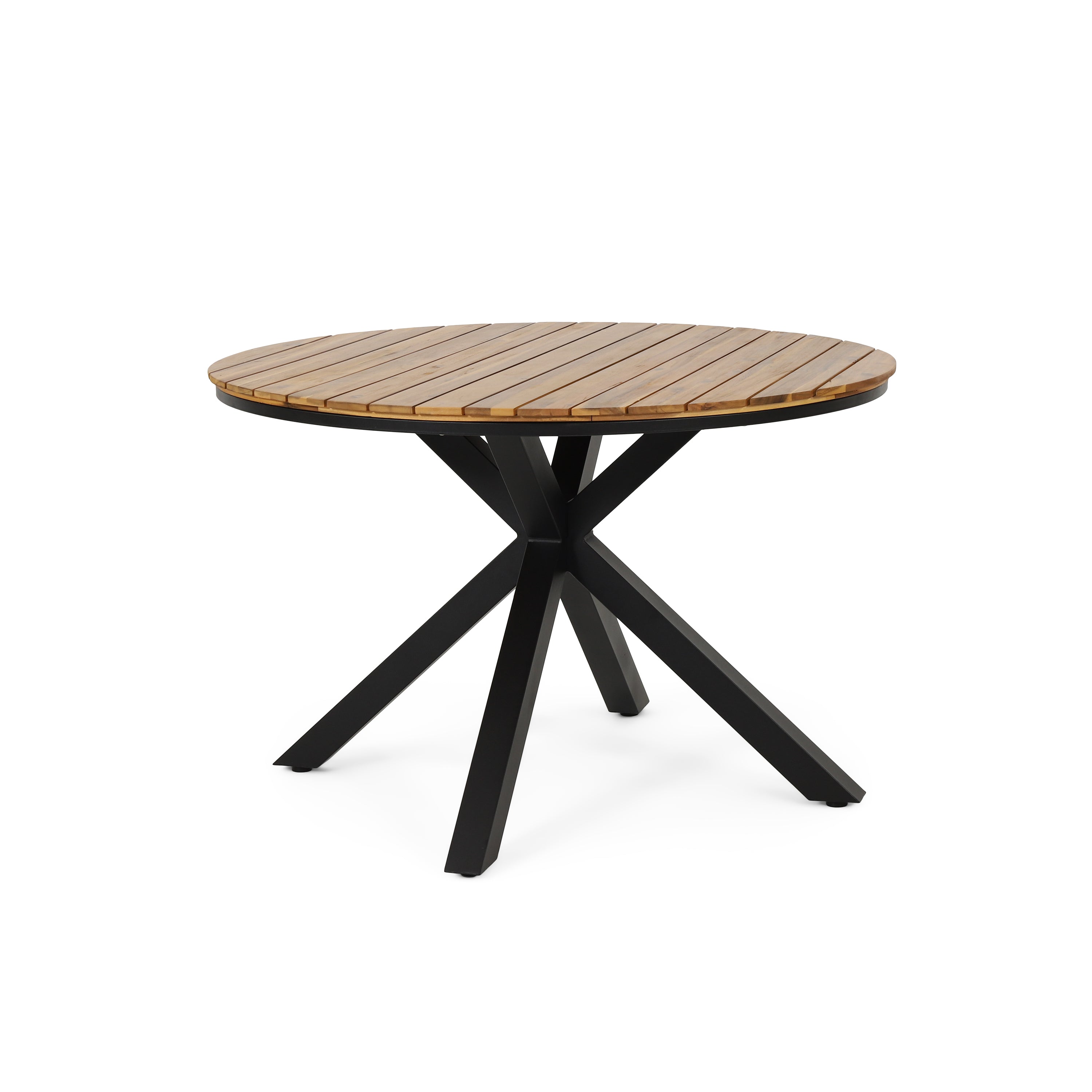 hardware Hoofdstraat opslag Mellie Outdoor Acacia Wood Circular Dining Table, Teak and Black – GDFStudio
