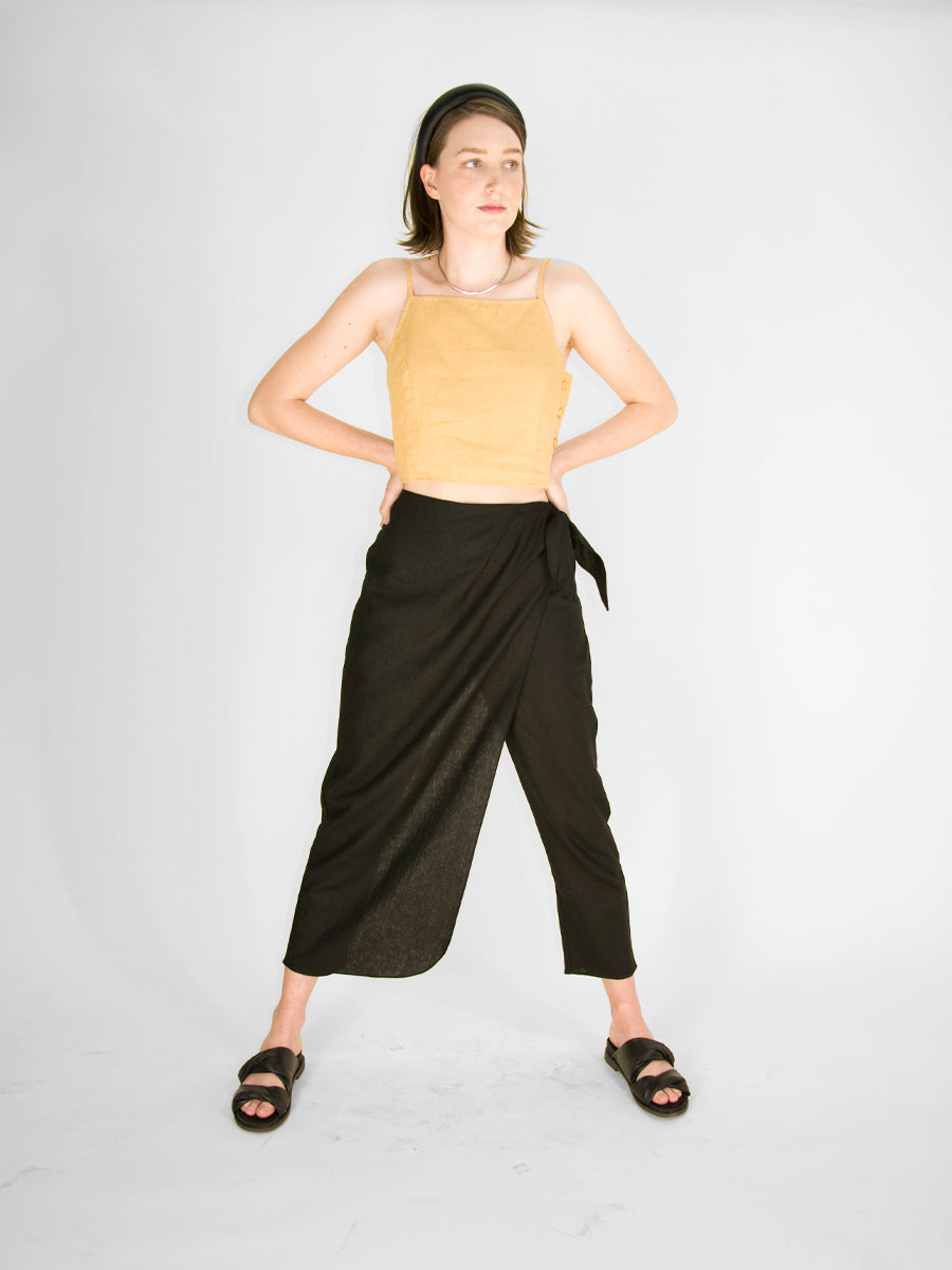 wrap linen pants