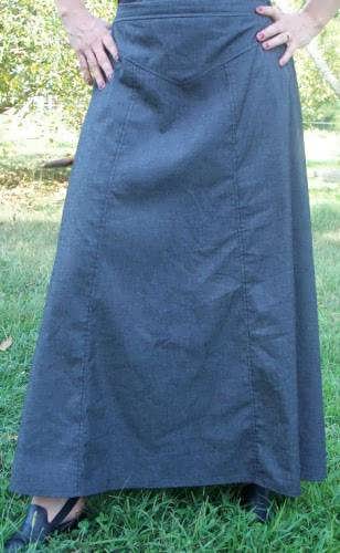 Long western style denim skirt