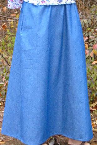 girls long denim skirt