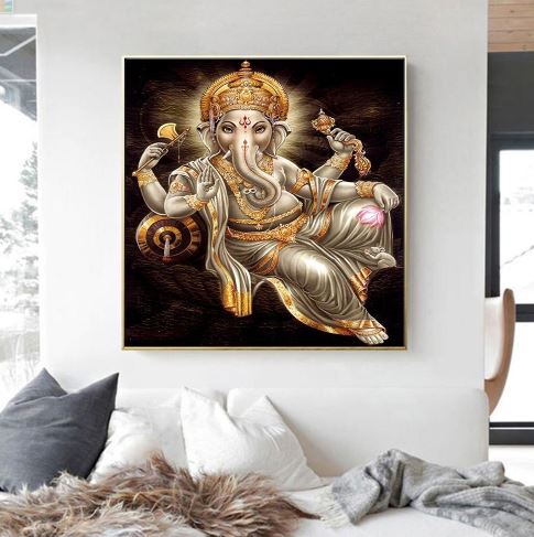 Lord Sri Ganesha Diamond Embroidery 5D DIY Diamond Painting Full Rhinestone Cross Stitch Decoration - Lord Sri Ganesha