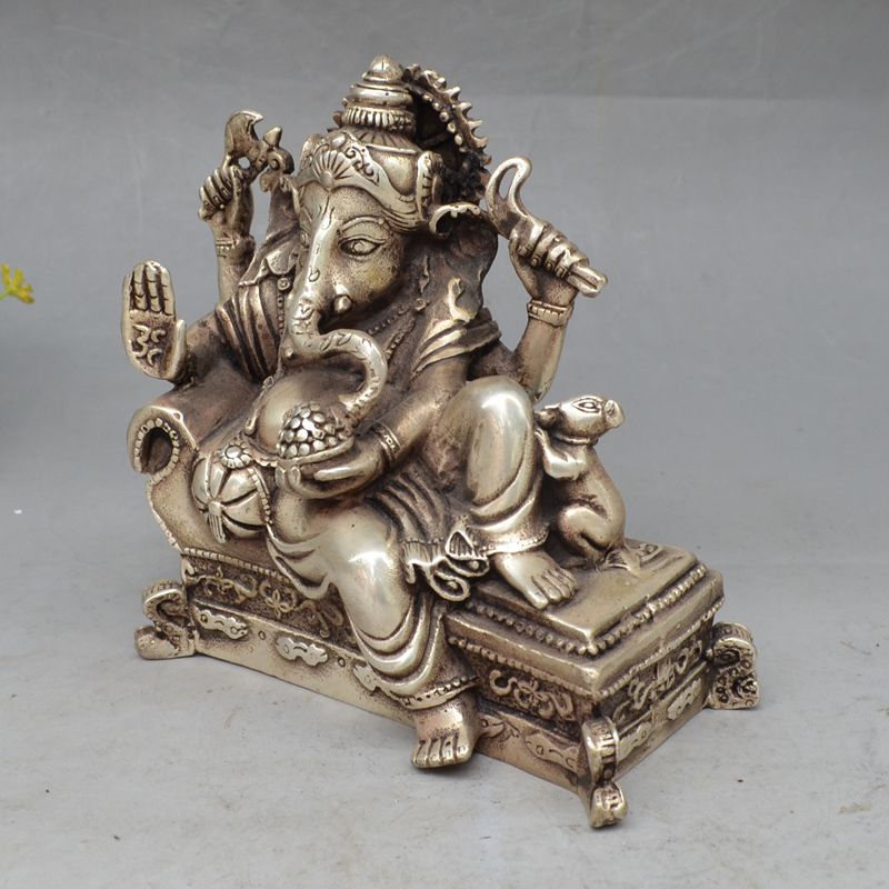 Young Ganesh (Ganesha) Reading with Mouse God of Success. - Lord Sri Ganesha