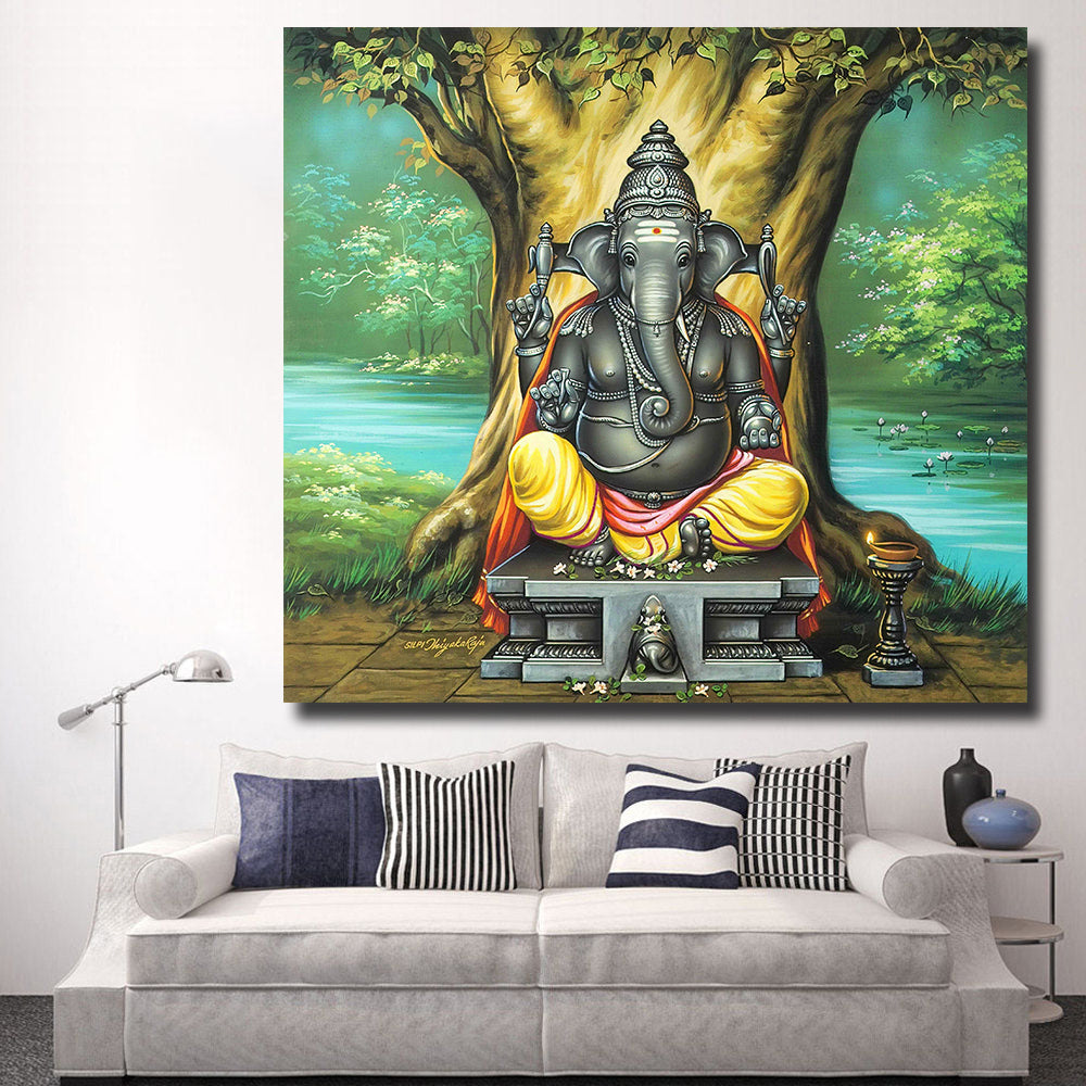 Lord Sri Ganesha Painting Canvas Art Print Wall Art Deco Gift Canvas Painting - Lord Sri Ganesha