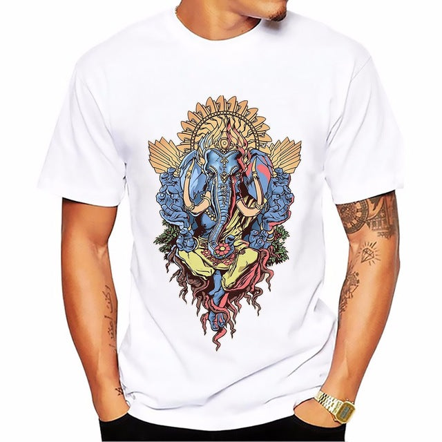 Ganesha Lord of Obstacle Remover wealth T-Shirt O-neck Soft Breathable Short Sleeve Casual Tshirt - Lord Sri Ganesha