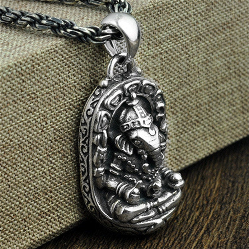 Ganesha 100% 925 Sterling Silver Ganesha Pendants Elephant Gods Amulet Pendant For Men Women Kids Fine Jewelry - Lord Sri Ganesha