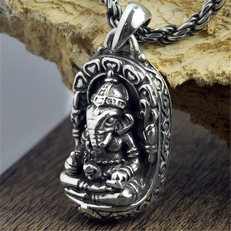 Ganesha 100% 925 Sterling Silver Ganesha Pendants Elephant Gods Amulet Pendant For Men Women Kids Fine Jewelry - Lord Sri Ganesha