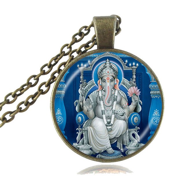 Lord Ganesh Ganesha Necklace God of Fortune Pendant Hindu Elephant Necklace Buddha Meditation Spiritual Jewelry Lotus Necklace - Lord Sri Ganesha