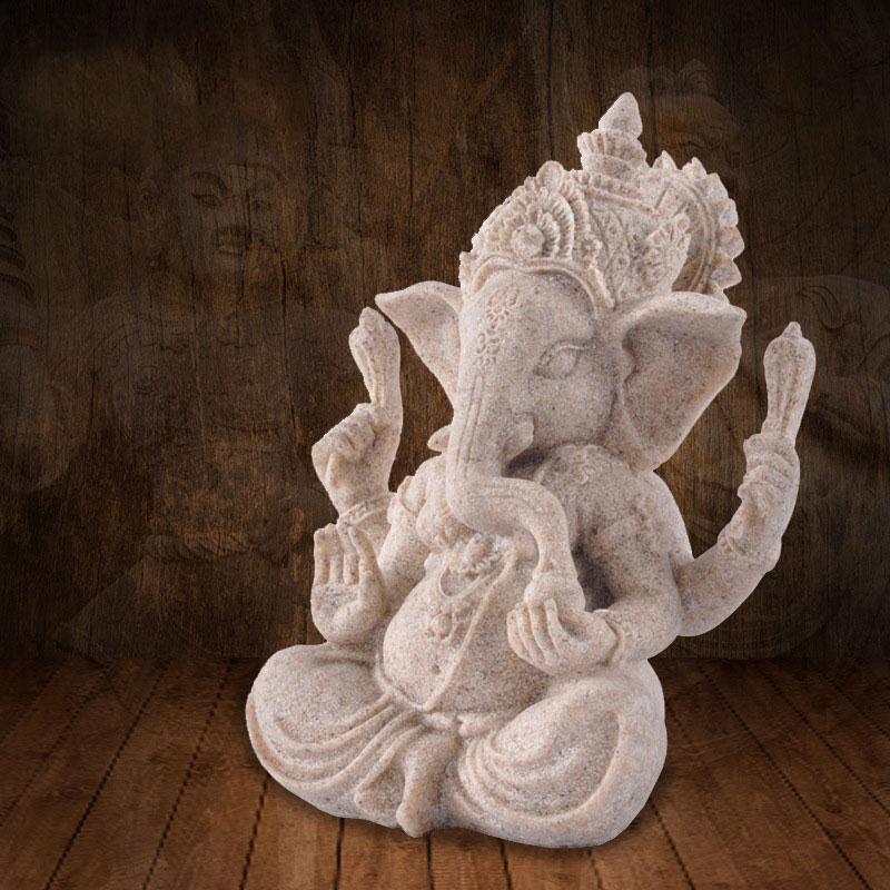 Indian Ganesha Ganapati Vinayagar Hindu Statue Sandstone Figurine Ornaments Crafts Handmade - Lord Sri Ganesha
