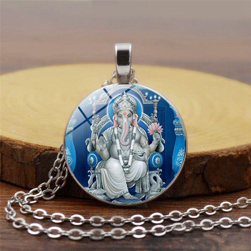 Lord Ganesh Ganesha Necklace God of Fortune Pendant Hindu Elephant Necklace Meditation Spiritual Jewelry Necklace - Lord Sri Ganesha