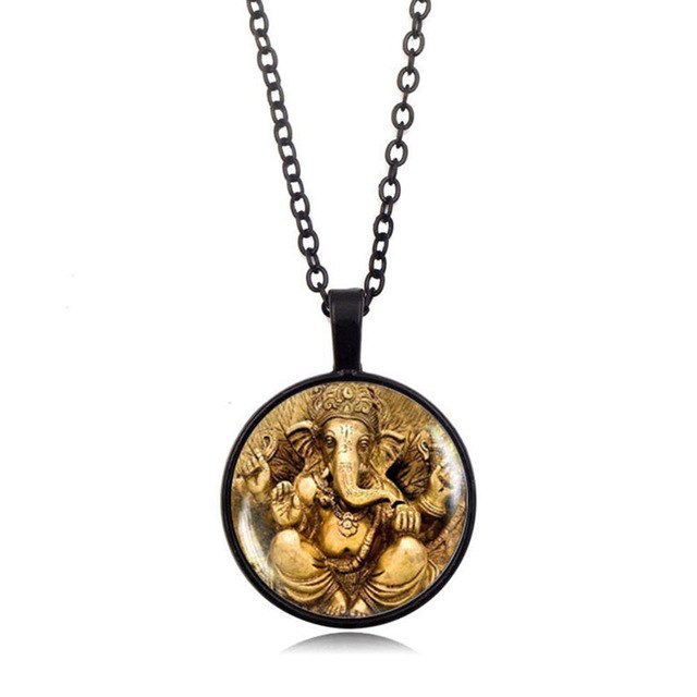Indian Ganapati Necklace Ganesha Statue God Necklace Vintage Alloy Pendant Lord Indian Buddhism Jewelry Women Men - Lord Sri Ganesha