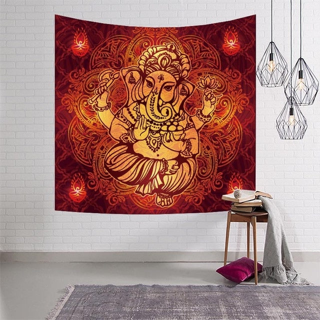 Indian Tapestry Beach Blanket Mandala Ganesha Wall Hanging Tapestries Home Textile - Lord Sri Ganesha