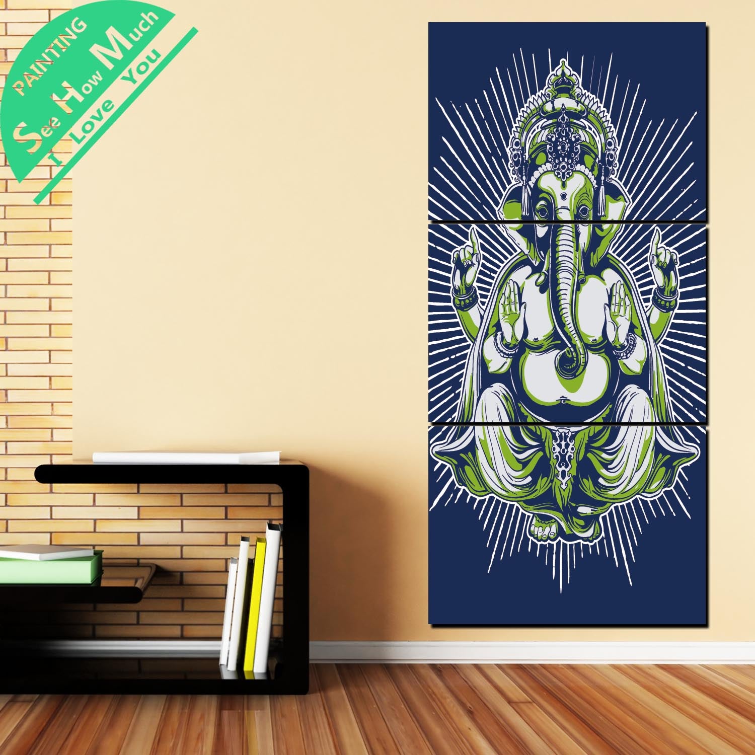 3 Pieces Ganesha God Pictures Tradition HD Printed Canvas Painting  with Pictures Decoration posters and prints poster paintings - Lord Sri Ganesha