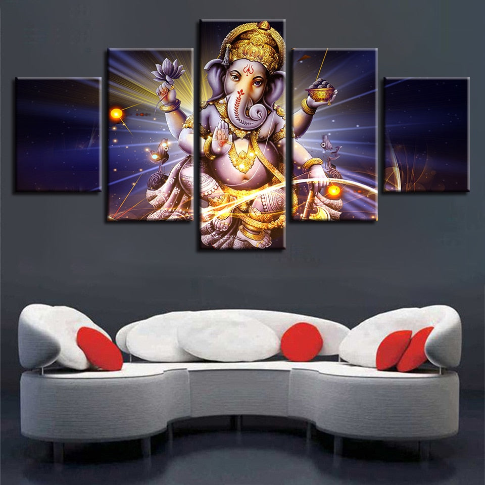 Lord Sri Ganesha Blue Modular Canvas Home Decor Ganapati Vinayagar - Lord Sri Ganesha