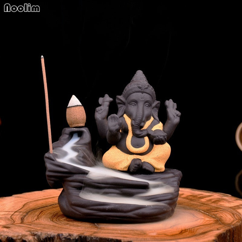 Incense Burner Backflow Tower Cones Sticks Holder Ceramic Porcelain Ganesha - Lord Sri Ganesha