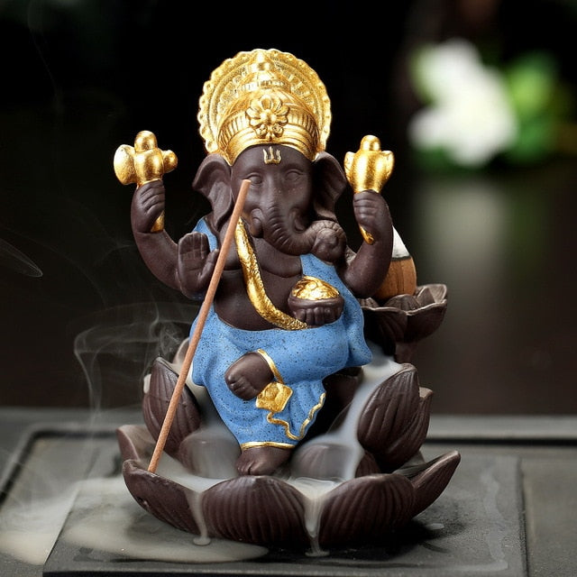 Lord Ganesha Lotus Backflow Incense Burners Exquisite gifts & Beautiful Home Decor - Lord Sri Ganesha