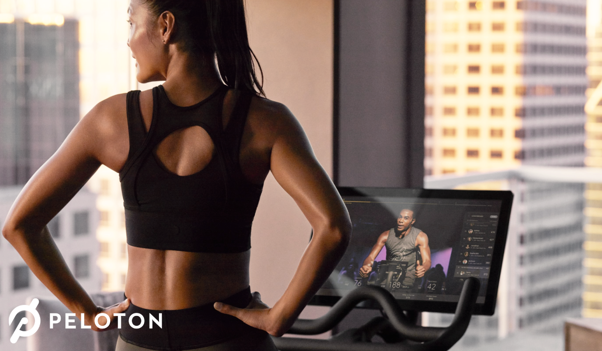 peloton app woman streaming workout