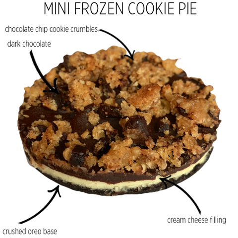 strictly cookies shanghai frozen cookie pie made with oreos dark chocolate cream cheese filling and chocolate chip cookie crumbles 