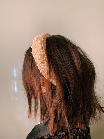 Peach Pearl Padded Headband- Llani
