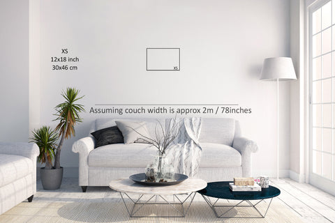 Wall Art Size Guide living room example extra small XS size