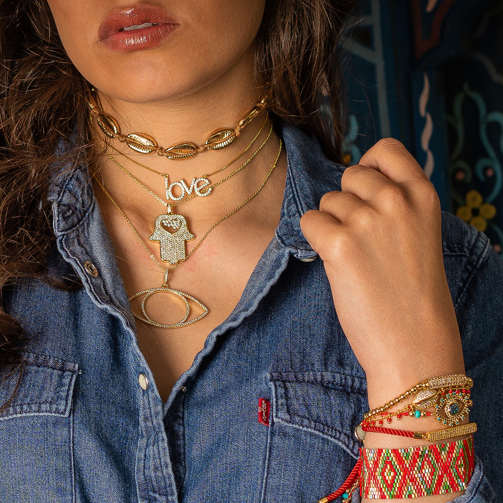 NECKLACE N-352 - EVIL EYE BLING - BohoBlingCo