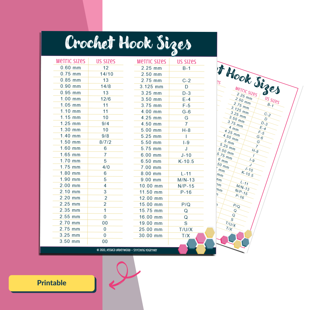 Crochet Hook Size Conversion Chart Stitching Together