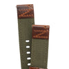 18mm 20mm 22mm Quick Release Leather Nylon Field Watch Strap - Red Brown / Green