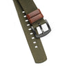 18mm 20mm 22mm Quick Release Leather Nylon Field Watch Strap - Red Brown / Green