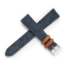18mm 20mm 22mm Quick Release Wool / Leather Backed Watch Strap - Blue