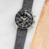 18mm 20mm 22mm Quick Release Wool / Leather Backed Watch Strap - Charcoal Gray Tweed