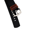 18mm 20mm 22mm Quick Release Leather Nylon Field Watch Strap - Red Brown / Black