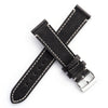 20mm 22mm Quick Release Handmade Leather Watch Strap - Black Full Stitch