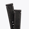 20mm 22mm Quick Release Handmade Leather Watch Strap - Black Full Stitch