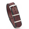 20mm 22mm SLIM Seat Belt Nylon Watch Strap - Black Red Green [Vintage Bond]