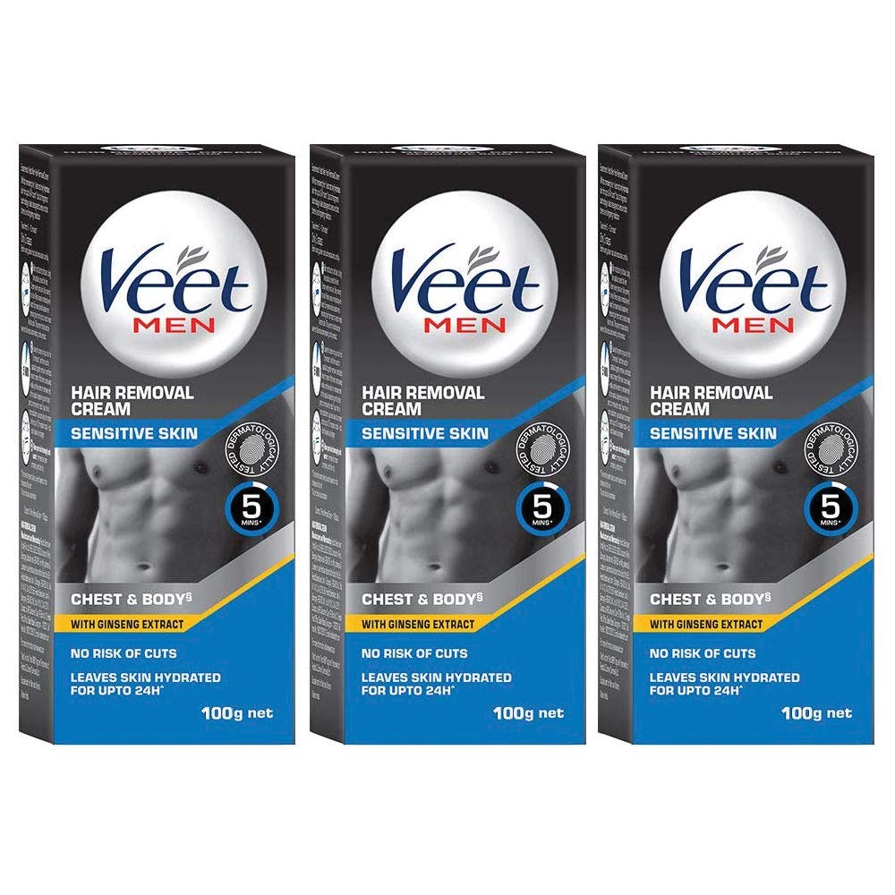 Veet Hair Removal Cream For Men Sensitive Skin 100g Each Pack Of 3