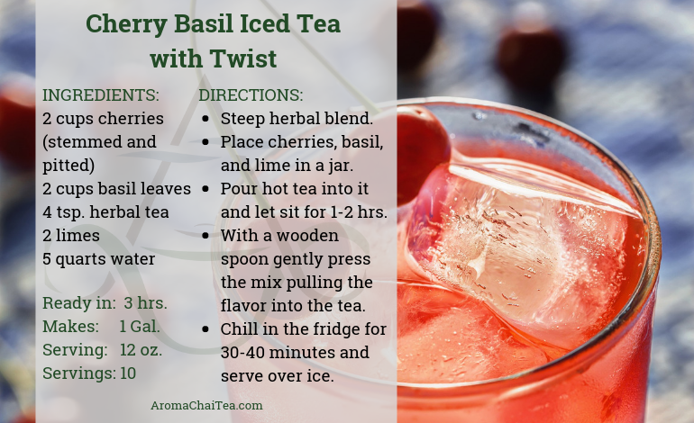 Cherry Basil Iced Tea with Twist