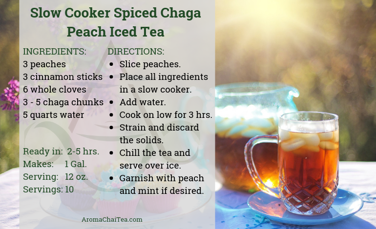 Slow Cooker Spiced Chaga Peach Iced Tea