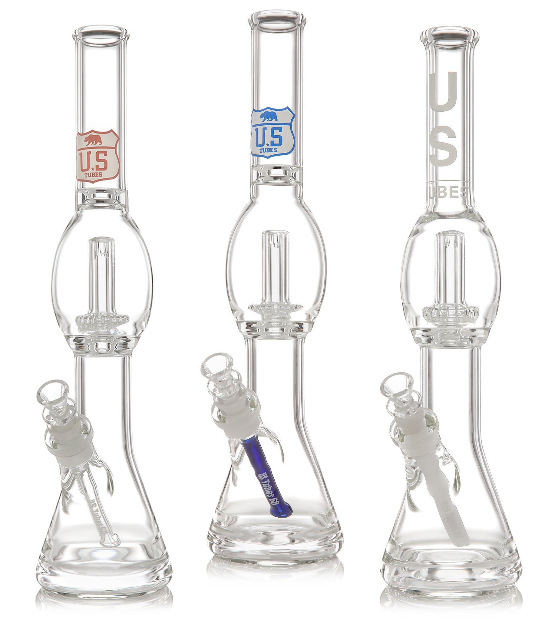 Three US TUBES 18 Inch Circ Perc Beakers 