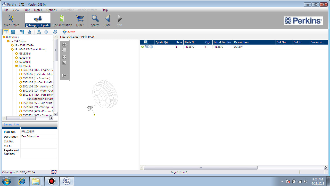 Perkins SPI2 2018A for Perkins Service and Parts Catalogs