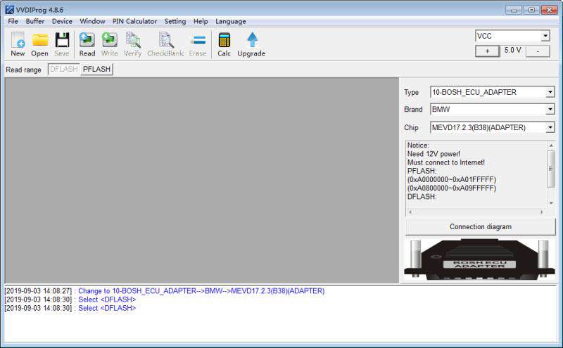VVDI Prog Software BOCH ECU Adpater Options Display: