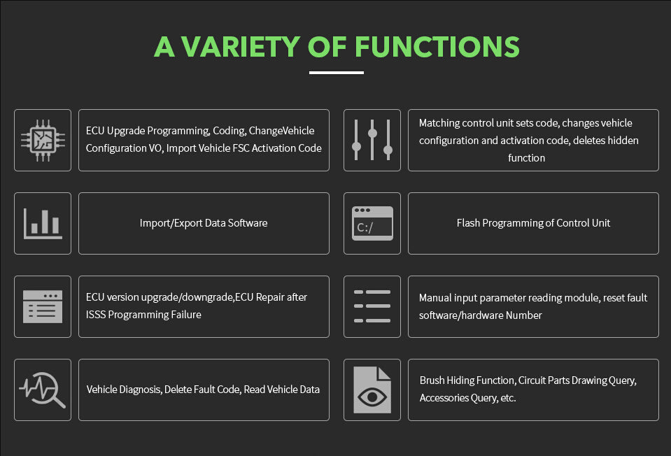 VXDIAG VCX SE for BMW functions