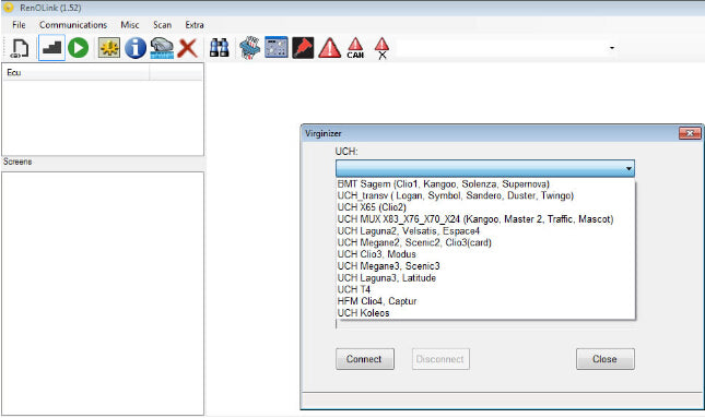 renolink obd2 renault ecu programmer software display