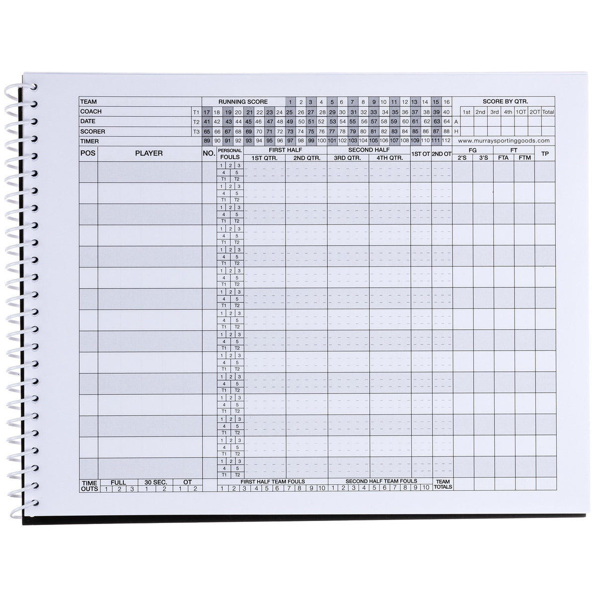 Basketball Scorebook Printable Sheets Pe 2225